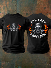 Men's Fun Fact I Don't Care Funny Skeleton Quote Attitude Tee