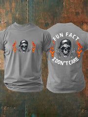 Men's Fun Fact I Don't Care Funny Skeleton Quote Attitude Tee