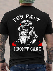 Men's Fun Fact I Don't Care Funny Skeleton Quote Attitude Tee