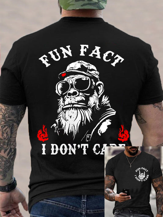 Men's Fun Fact I Don't Care Funny Skeleton Quote Attitude Tee