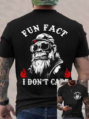 Men's Fun Fact I Don't Care Funny Skeleton Quote Attitude Tee