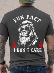 Men's Fun Fact I Don't Care Funny Skeleton Quote Attitude Tee