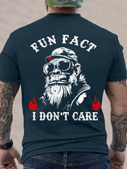 Men's Fun Fact I Don't Care Funny Skeleton Quote Attitude Tee