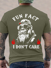 Men's Fun Fact I Don't Care Funny Skeleton Quote Attitude Tee