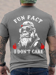 Men's Fun Fact I Don't Care Funny Skeleton Quote Attitude Tee