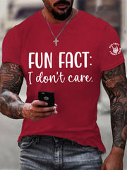 Men's Fun Fact I Don't Care Funny Skeleton Quote Attitude Tee