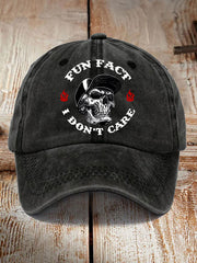 Unisex Fun Fact I Don't Care Funny Skeleton Quote Attitude Hat