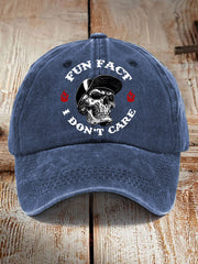 Unisex Fun Fact I Don't Care Funny Skeleton Quote Attitude Hat