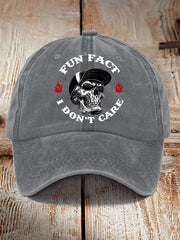 Unisex Fun Fact I Don't Care Funny Skeleton Quote Attitude Hat