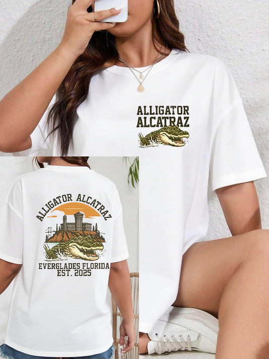Vintage Alcatraz Funny Florida Everglades Black Humor Short Sleeve T-Shirt(Unisex)