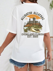 Vintage Alcatraz Funny Florida Everglades Black Humor Short Sleeve T-Shirt(Unisex)