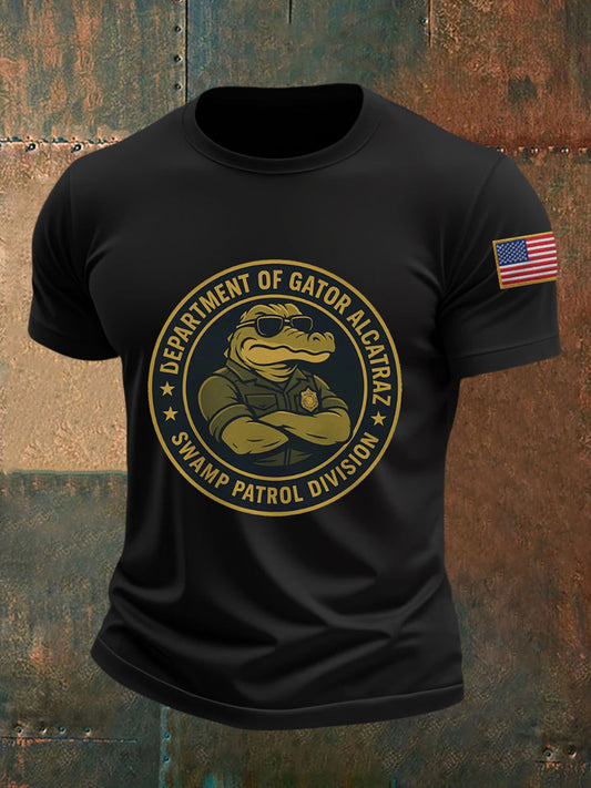 Men's Retro Alligator Alcatraz Funny Florida Everglades Dark Humor Tee