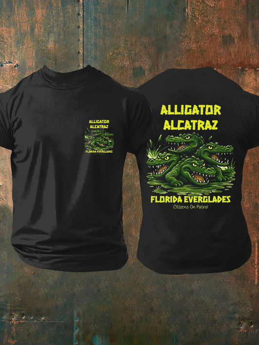 Men's Retro Alligator Alcatraz Funny Florida Everglades Dark Humor T-shirt