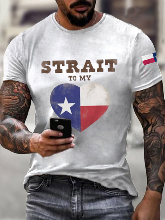 Men's Strait To My Heart Texas Cotton T-shirt