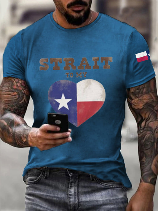 Men's Strait To My Heart Texas Cotton T-shirt