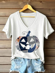 Women's Pumpkin Art Print Casual T-Shirt