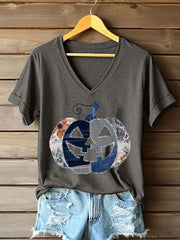Women's Pumpkin Art Print Casual T-Shirt