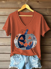 Women's Pumpkin Art Print Casual T-Shirt