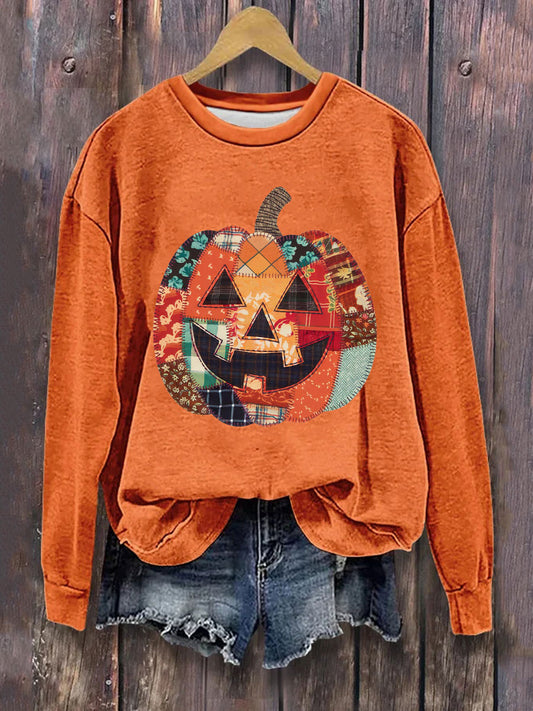Women's Pumpkin Art Print Casual Sweatshirt