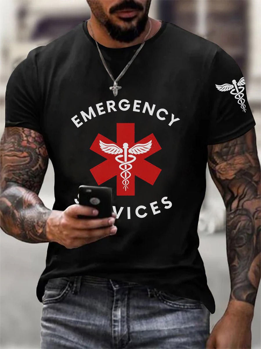 Men's Emergency Services Print Vintage T-Shirt