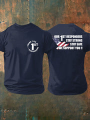 Men's Thank You First Responders Printed Casual T-Shirt