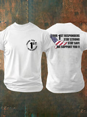 Men's Thank You First Responders Printed Casual T-Shirt