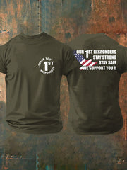 Men's Thank You First Responders Printed Casual T-Shirt