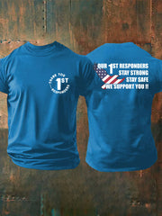 Men's Thank You First Responders Printed Casual T-Shirt