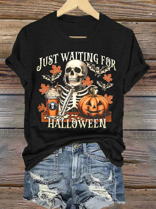 Women's Just Waiting for Halloween Print T-shirt