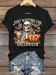 Women's Just Waiting for Halloween Print T-shirt