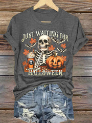 Women's Just Waiting for Halloween Print T-shirt
