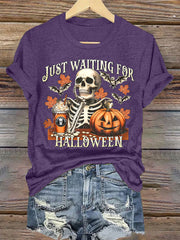 Women's Just Waiting for Halloween Print T-shirt