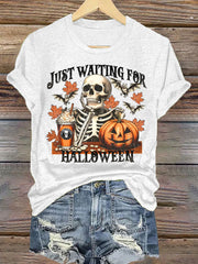 Women's Just Waiting for Halloween Print T-shirt