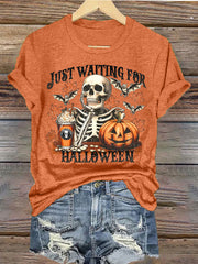 Women's Just Waiting for Halloween Print T-shirt
