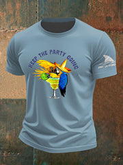 Men's Muscic Lover Parrot Keep The Party Going Printed T-shirt