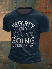 Men's Muscic Lover Parrot Keep The Party Going Printed T-shirt