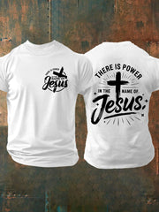 Men's There is Power in The Name of Jesus Cross Short Sleeve Tee