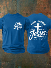Men's There is Power in The Name of Jesus Cross Short Sleeve Tee