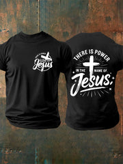 Men's There is Power in The Name of Jesus Cross Short Sleeve Tee