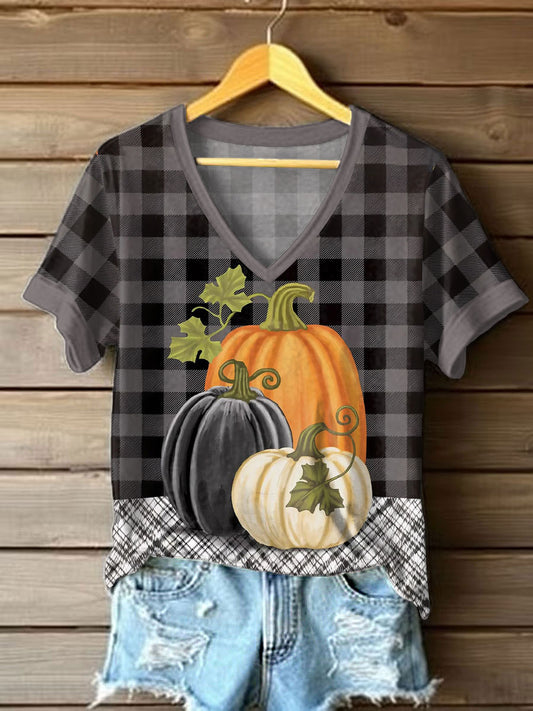 Women's Autumn Festival Pumkin Printed T-shirt