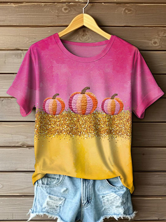 Women's Autumn Festival 'Tis The Season Pumpkin Printed T-shirt