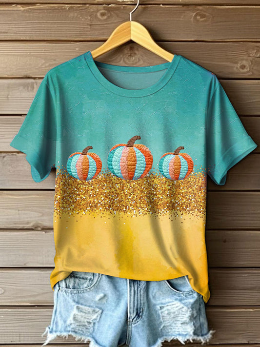Women's Autumn Festival 'Tis The Season Pumpkin Printed T-shirt