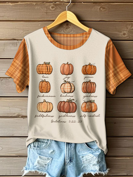 Women's Autumn Festival Pumkin Printed T-shirt
