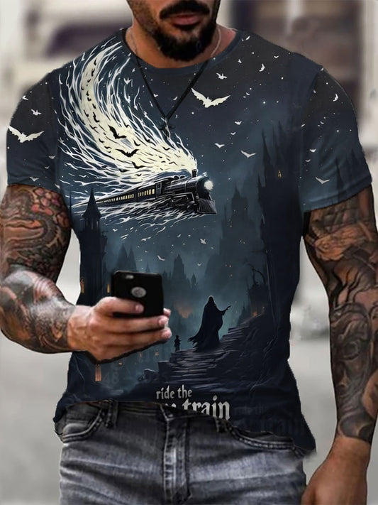 Men's Ride The Crazy Train Printed Casual T-Shirt