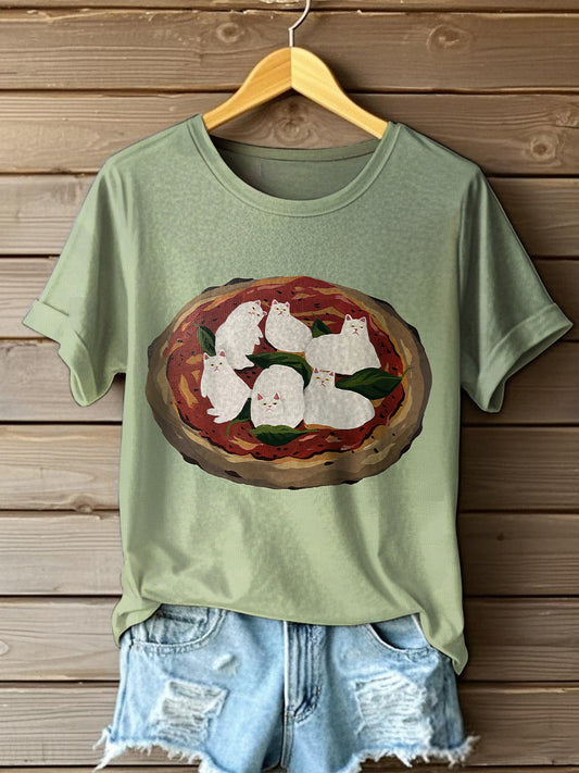 Women's Cat Pizza T-Shirt