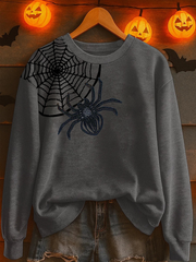 Women's Halloween Spider Print Casual Sweatshirt