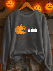 Women's Ghost Pumpkin Print Casual Sweatshirt