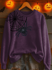 Women's Halloween Spider Print Casual Sweatshirt