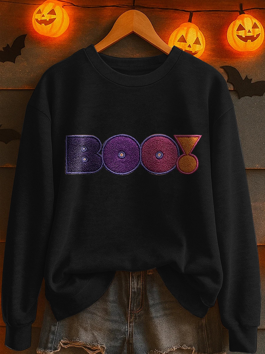 Women's Halloween Boo Print Casual Sweatshirt