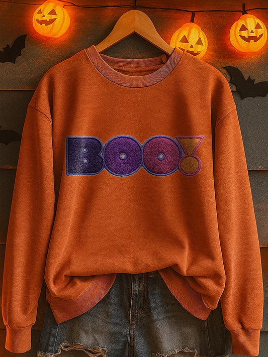 Women's Halloween Boo Print Casual Sweatshirt